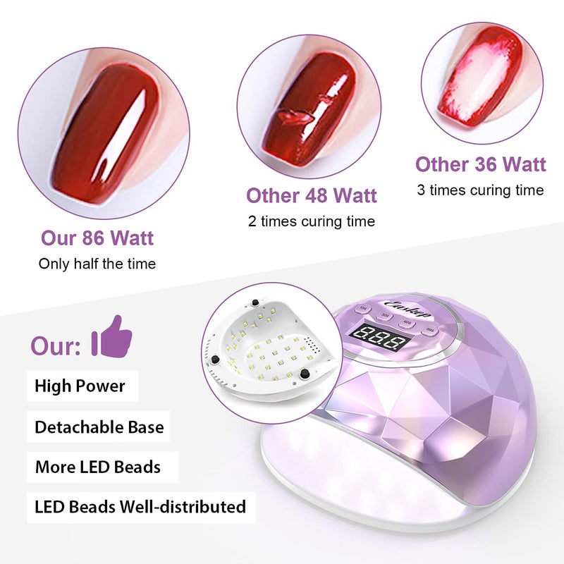 Easkep UV Light for Nails Lamp - 86W UV LED Nail Lamp Gel Nail Polish Curing Dryer for Salon 4 Timer Setting Auto Sensor Machine (Taro) - Image 2